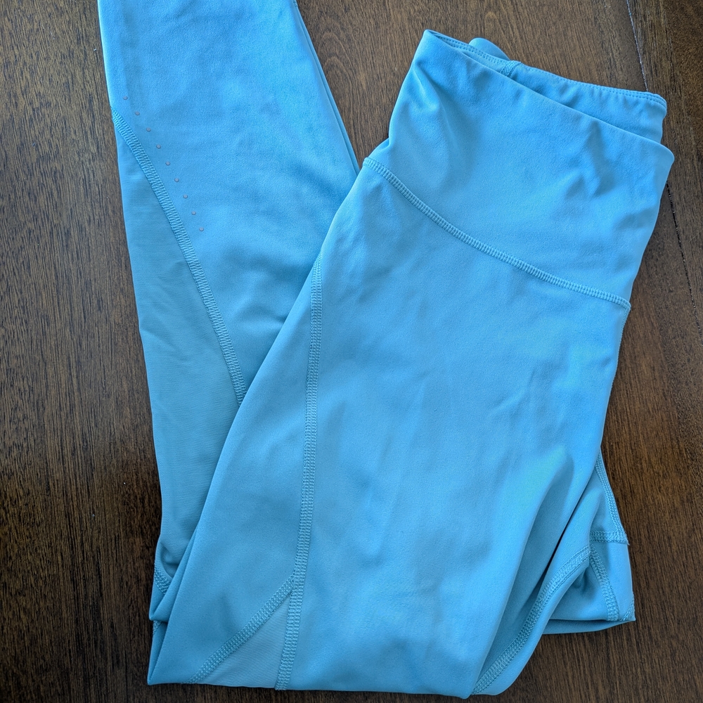 Old Navy Active Blue Green Sea Foam Leggings With Mesh Side Panels Women's Large